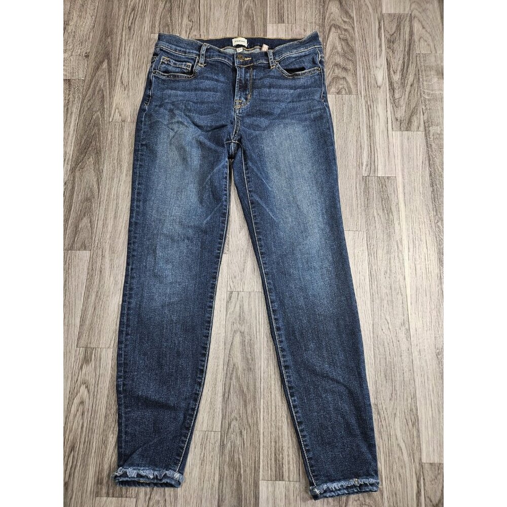 (3/$35) Sneak Peek Jeans 7 / 28‎ Mid Rise Distressed Raw Hem Crop Stretch Denim